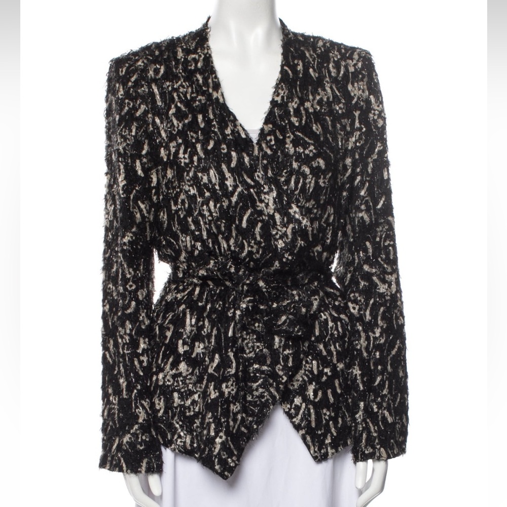 Armani Collezioni Black and White Silk Jacket with belt